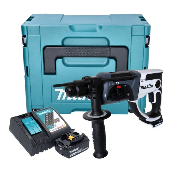 Makita DHR 202 RT1JW Akku Bohrhammer 18 V 20 mm 2,0 J weiß + 1x Akku 5,0 Ah + Ladegerät + Makpac