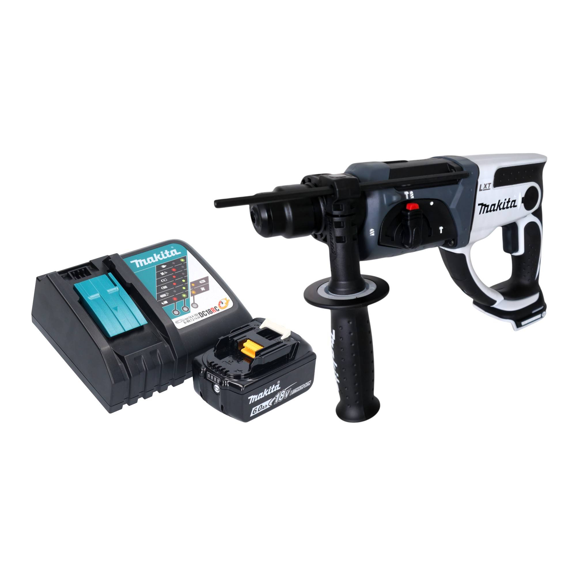 Makita DHR 202 RG1W Akku Bohrhammer 18 V 20 mm 2,0 J weiß + 1x Akku 6,0 Ah + Ladegerät-0