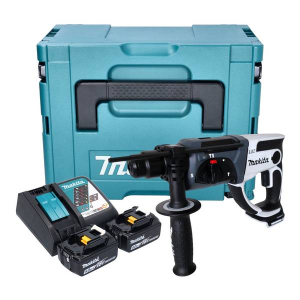 Makita DHR 202 RTJW Akku Bohrhammer 18 V 20 mm 2,0 J weiß + 2x Akku 5,0 Ah + Ladegerät + Makpac