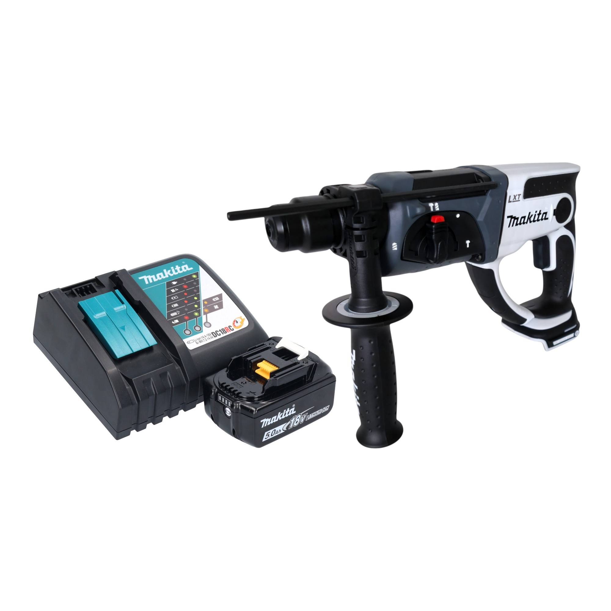 Makita DHR 202 RT1W Akku Bohrhammer 18 V 20 mm 2,0 J weiß + 1x Akku 5,0 Ah + Ladegerät-0