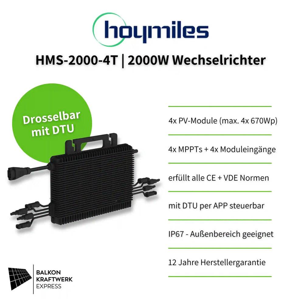 Hoymiles HMS-2000-4T Mikrowechselrichter HMT-2000, 1 phasig für Balkonkraftwerk-1