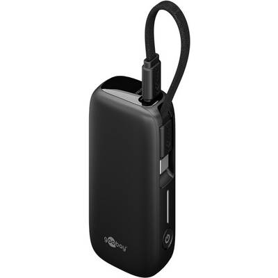Goobay Powerbank 5000 mAh, USB-C & USB-A, integriertes USB-C-Kabel 20 W PD/QC, kompakte Powerbank-0