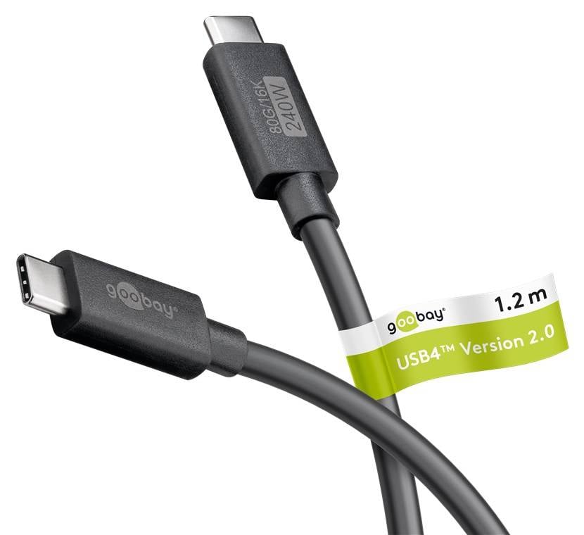 Goobay 74376 zertifiziertes USB4® Version 2 Kabel, USB-C™ Kabel, 80 Gbit/s, 240 W Power Delivery, 16K Video, 1,2 m-0