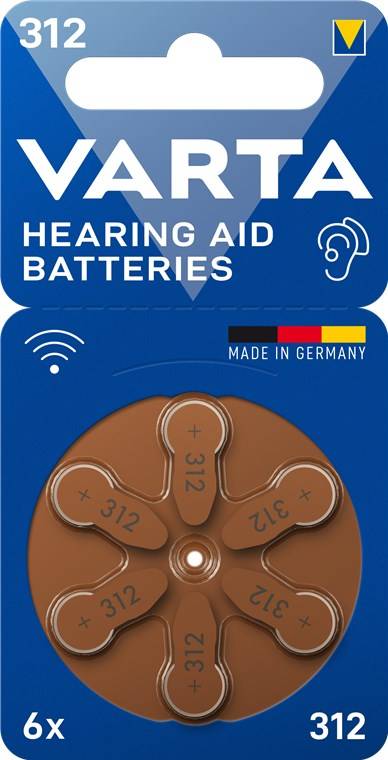 Varta PR41 (312) Batterie, 6 Stk. im Blister Zink Air-Knopfzelle, 1,45 V Hörgerätebatterie-1
