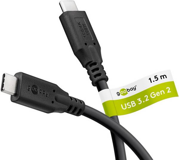 Goobay 74201 USB 3.2 Kabel, USB-C™ auf USB-C™, 10 Gbit/s, 100 W Power Delivery, 4K Video, 1,5 m