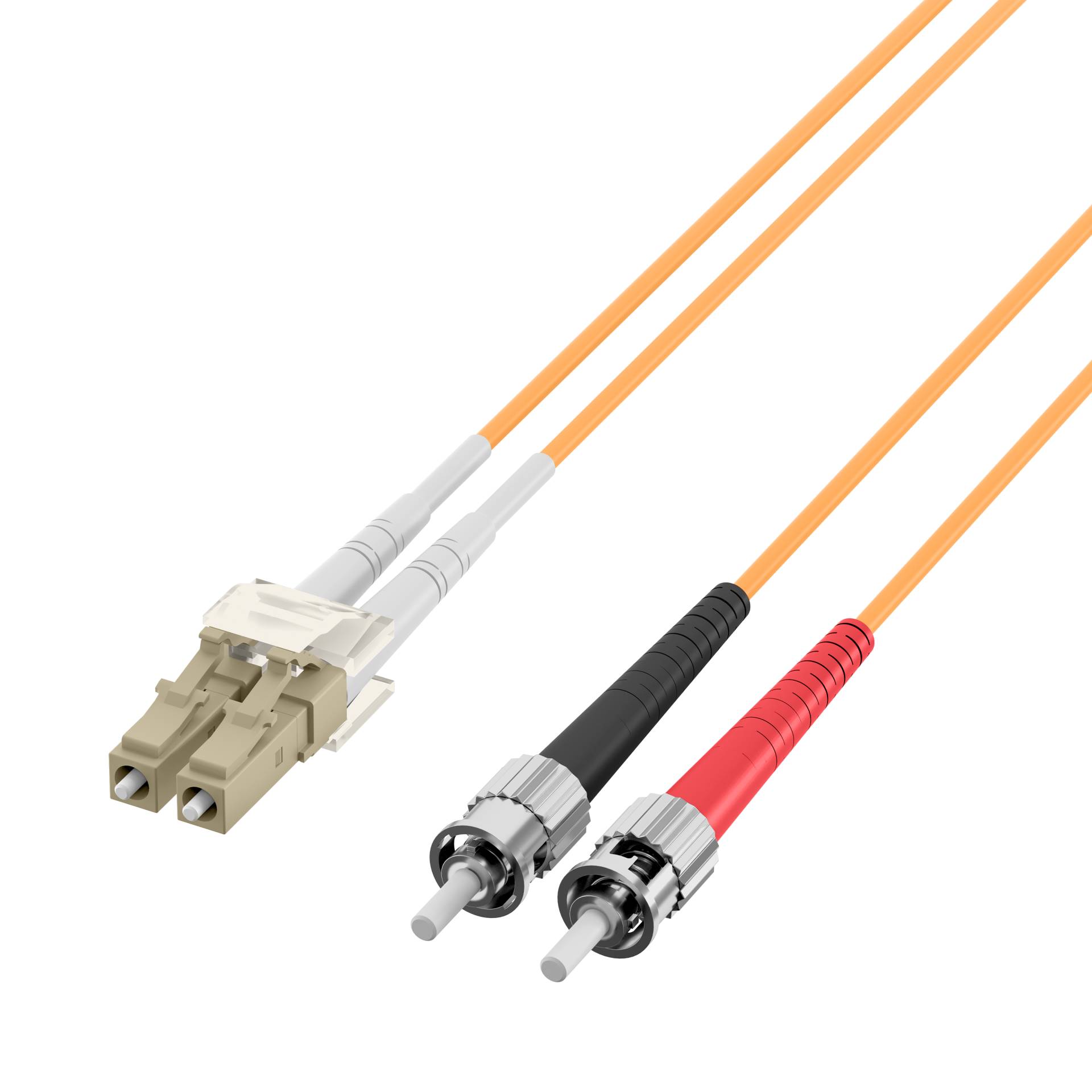 Duplex Patchkabel LC-ST OM2, 0,5m LSZH 2mm orange Glasfaserverkabelung Glasfaser OM2-2