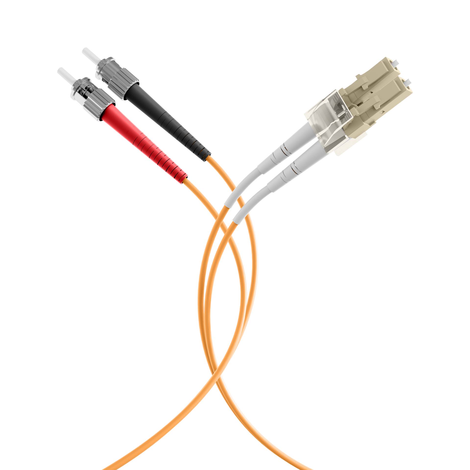 Duplex Patchkabel LC-ST OM2, 0,5m LSZH 2mm orange Glasfaserverkabelung Glasfaser OM2-3