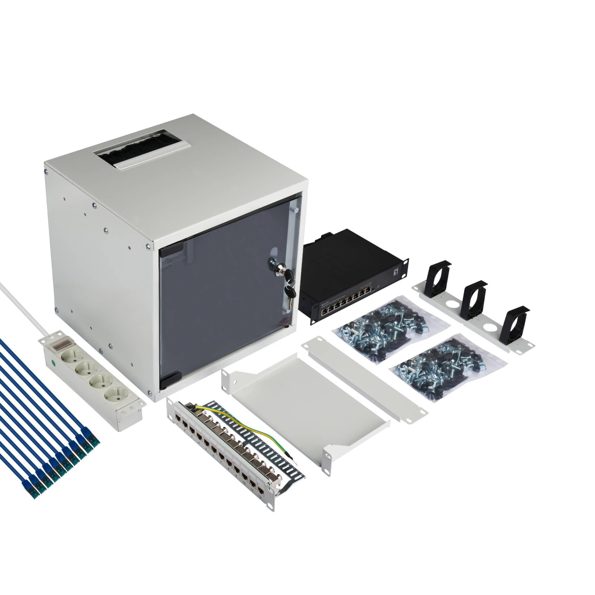 EFB Elektronik EFB-Elektronik - Gehäuse - set - geeignet für Wandmontage - RAL 7035, Grau - 6U - 25.4 cm (10")-4