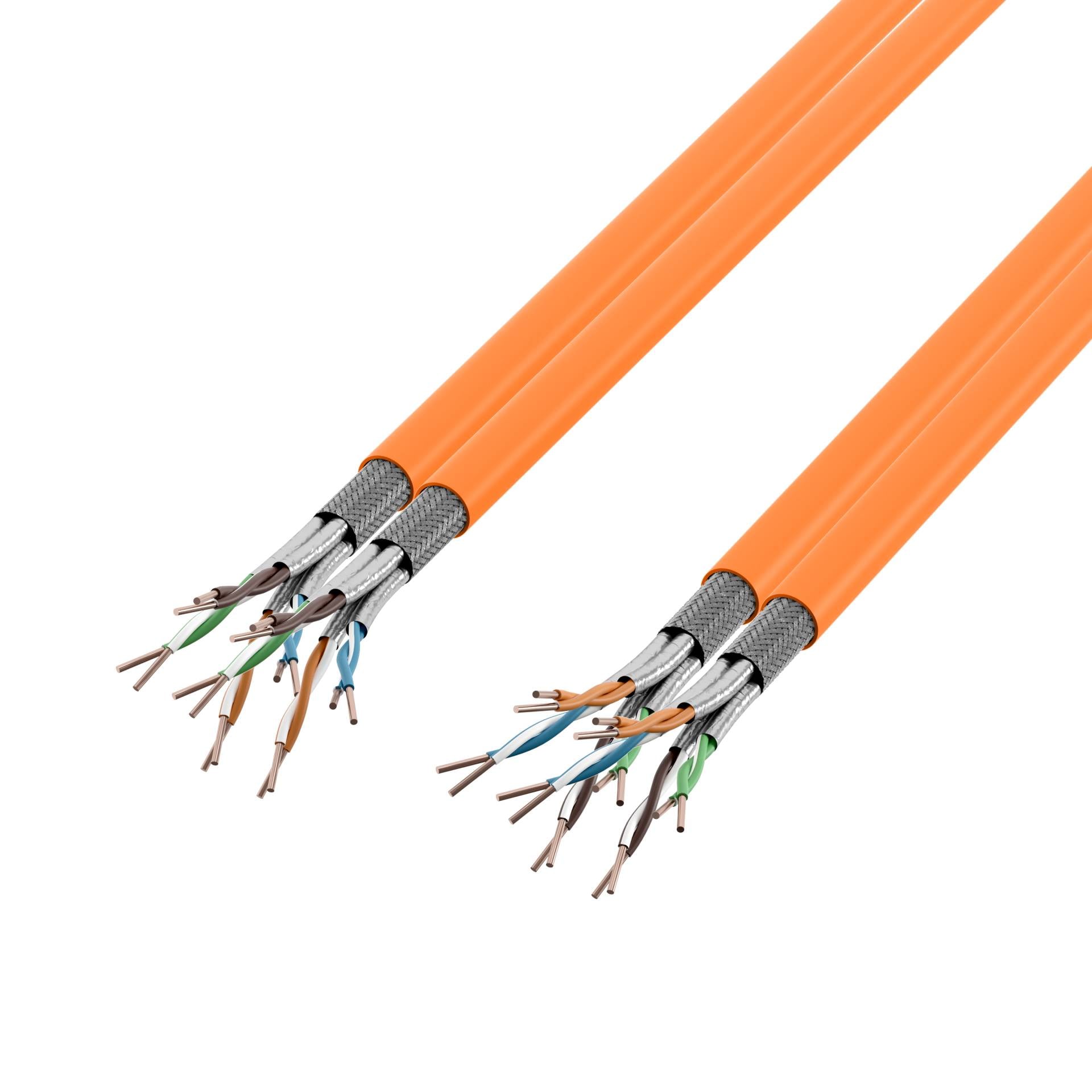 Duplex LAN Cat.7 1000 AWG23 S/FTP, 2x4P CPR Dca, orange, 100m Kupferverkabelung Verlegekabel LAN-2