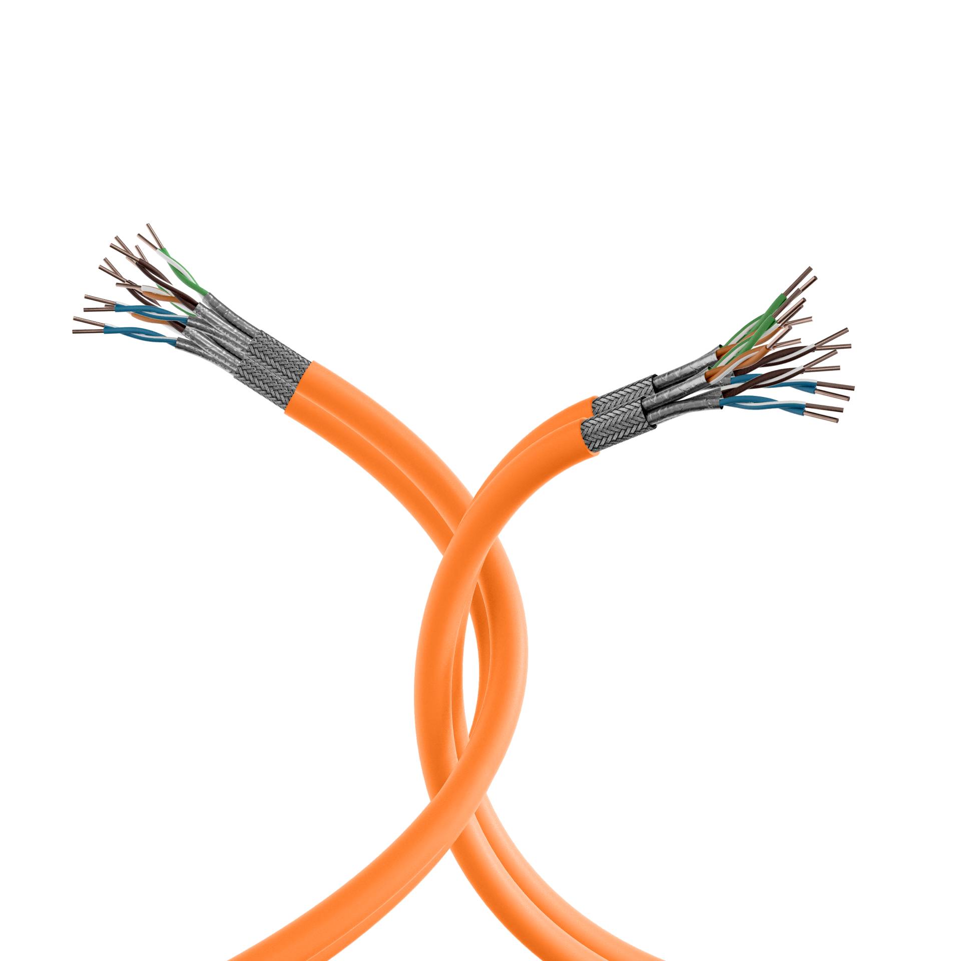 Duplex LAN Cat.7 1000 AWG23 S/FTP, 2x4P CPR Dca, orange, 100m Kupferverkabelung Verlegekabel LAN-3