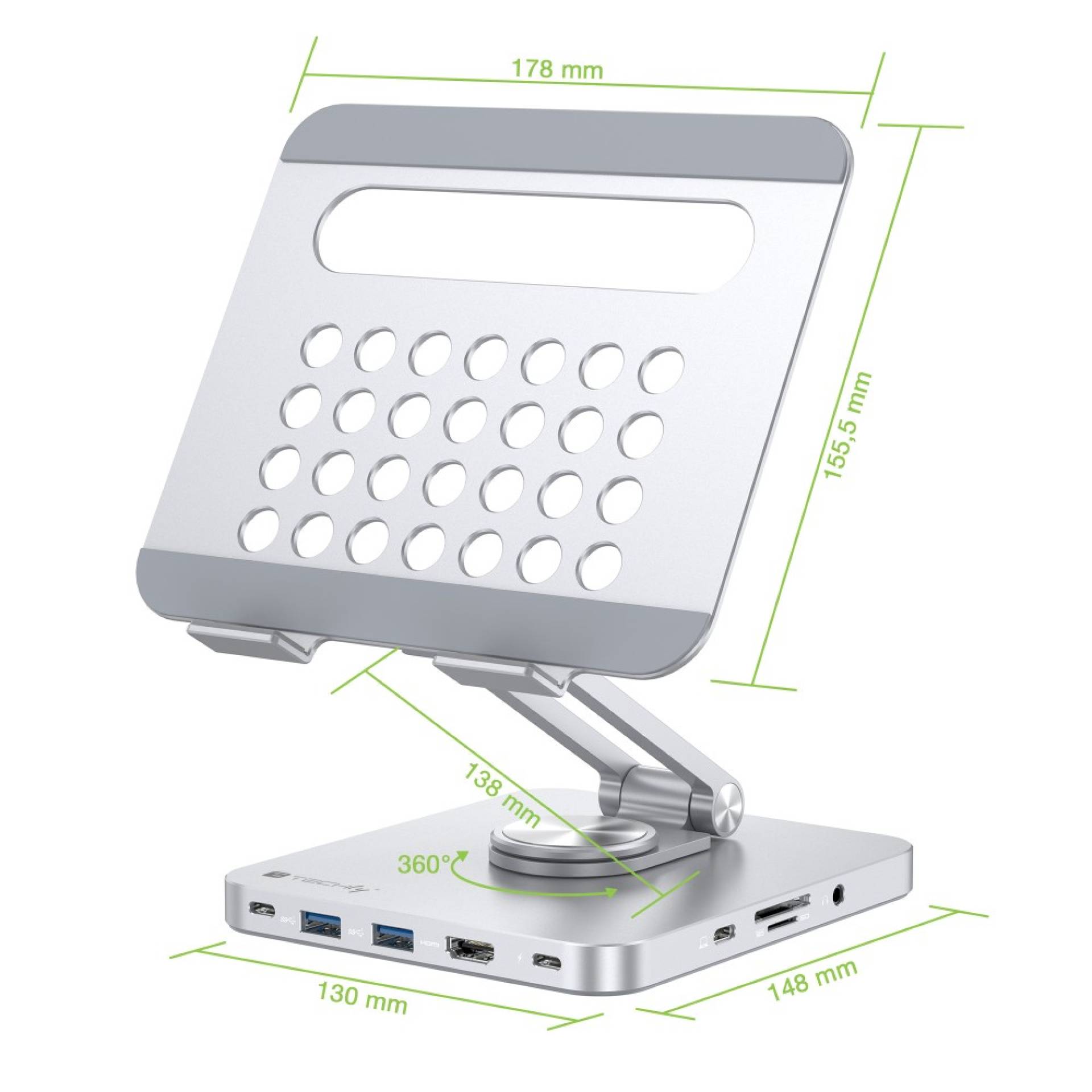 EFB-Elektronik ICA-TBL-DOCK81, Techly 8-in-1 USB-C Hub Docking Station Tablet-Ständer-1