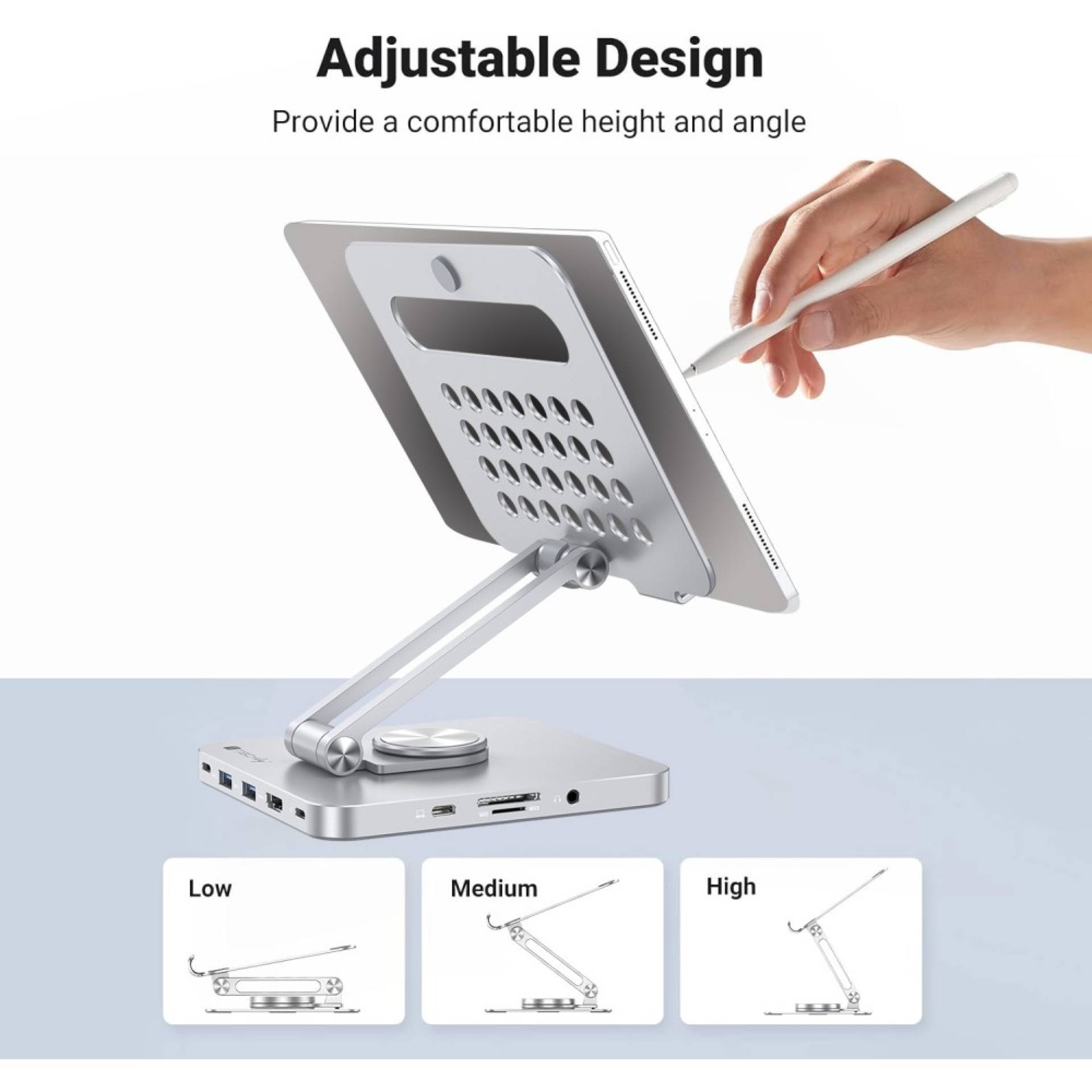 EFB-Elektronik ICA-TBL-DOCK81, Techly 8-in-1 USB-C Hub Docking Station Tablet-Ständer-2