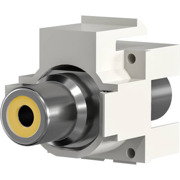 EFB-Elektronik EB495, Keystone Einbauadapter Cinch weiß, gelber Ring