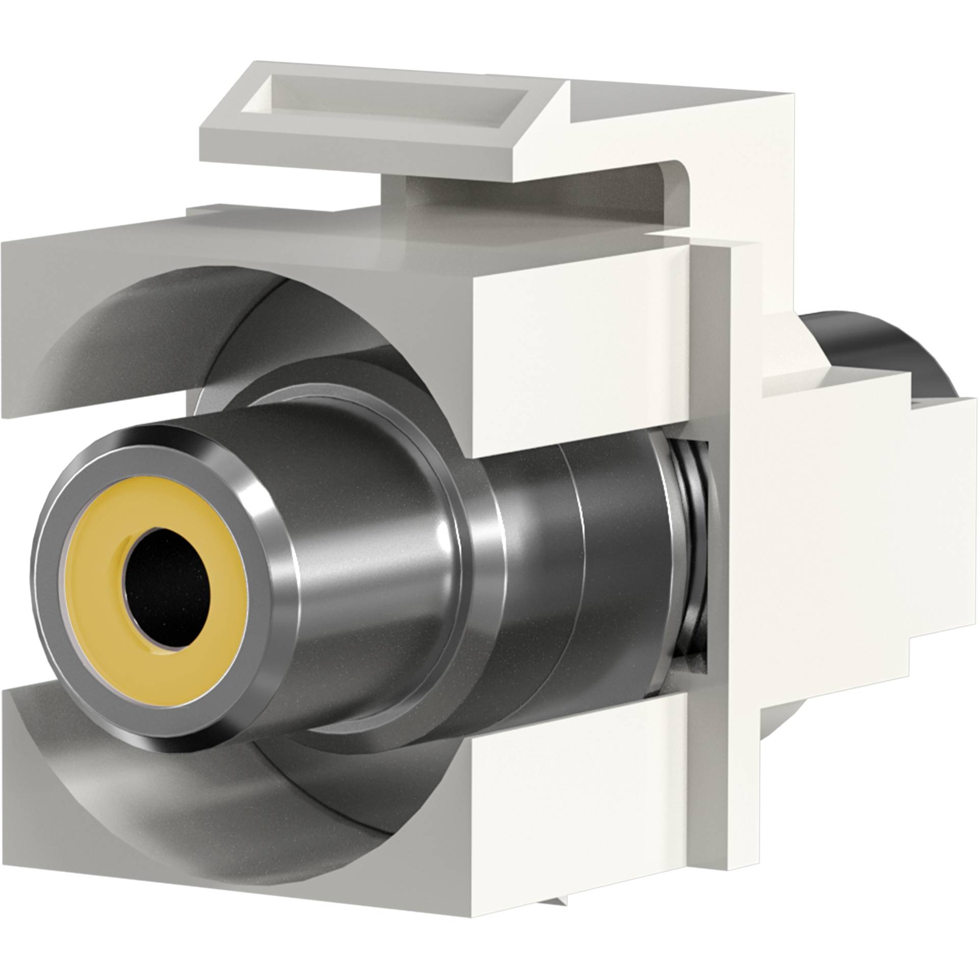 EFB-Elektronik EB495, Keystone Einbauadapter Cinch weiß, gelber Ring-1