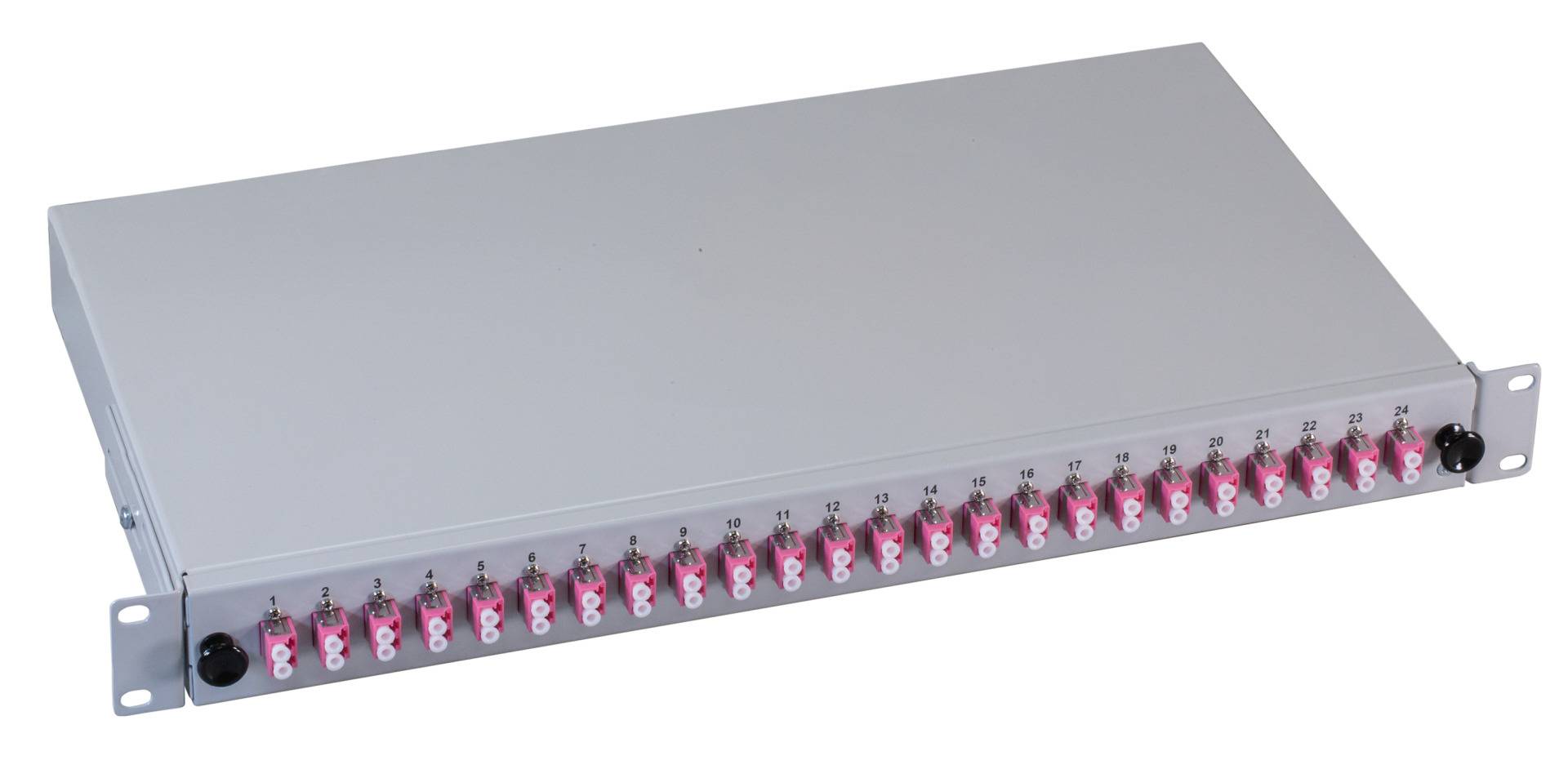 Spleißbox gr ausziehbar LC OM4, 24xPigtail & 12xDuplex-Kupplung Glasfaserverkabelung Glasfaser 19-1