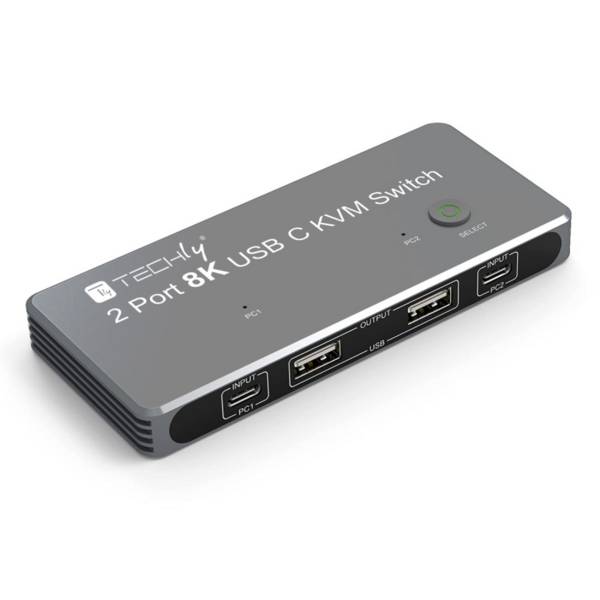 EFB Elektronik Techly KVM USB-C Switch 8K Displayport 1.4 2x USB-C 3x USB 2.0 - KVM-Umschalter - Thunderbolt 3