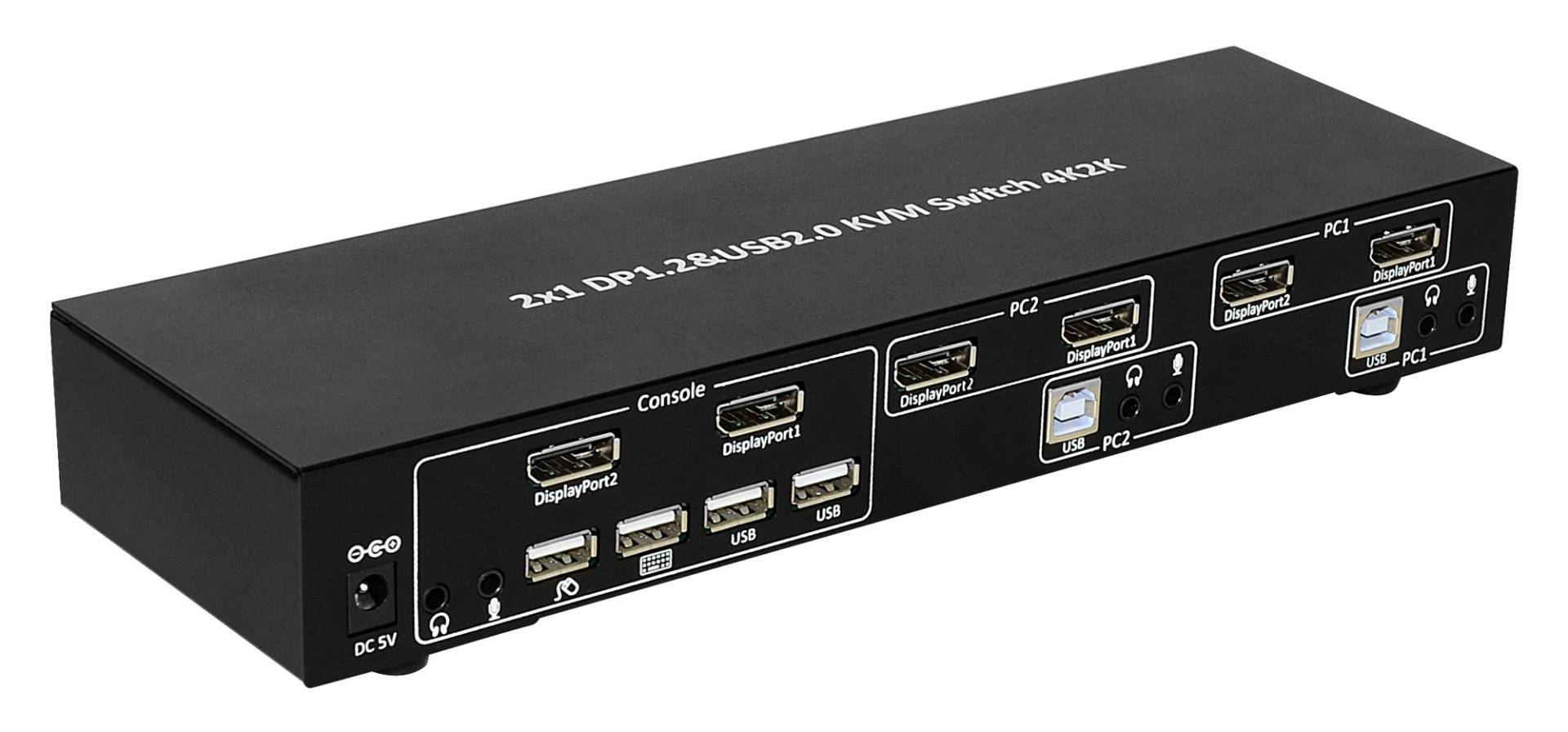 EFB-Elektronik IDATA-DP-KVM4, KVM-Switch DisplayPort 1.2, 4-Port, mit Hub und Audio-2