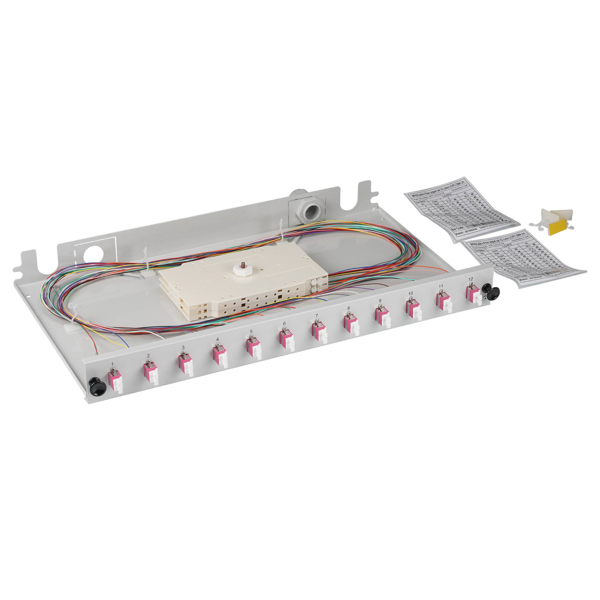 EFB-Elektronik BA71901L12OM4, Spleißbox LC 50/125µ OM4 ausziehbar, 12 Pigtails abgesetzt /6 Kupplungen-1