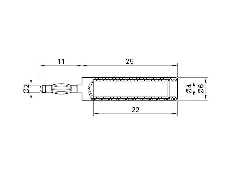 Stäubli A2/4 Adapter 2 mm Stecker auf 4 mm Buchse schwarz-1