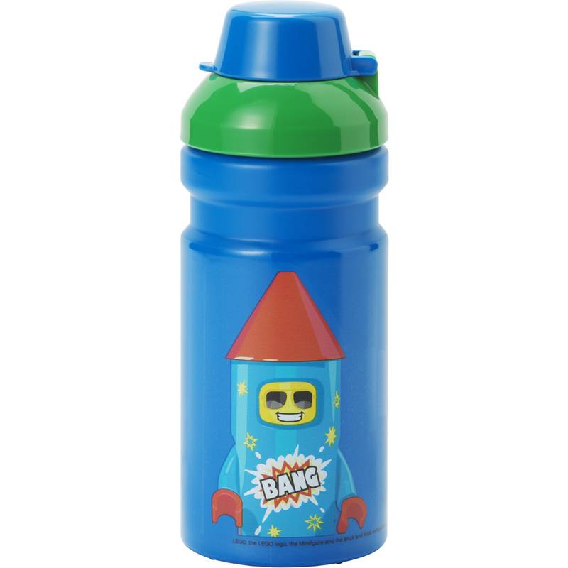 LEGO Trinkflasche Firework Guy 390 ml blau Silikonschnabel mit semitransparenter-0