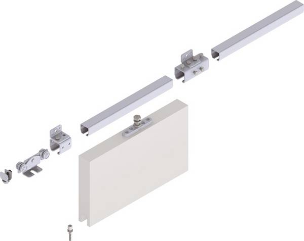 Schiebetorgarnitur Pro 100 Wand blau verz.L.2000mm Flügelgewicht max.100kg HELM
