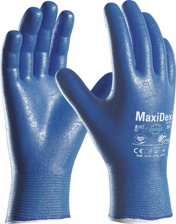 Handschuhe MaxiDex® Gr.11 blau EN ISO 374-5/EN 388 PSA III ATG