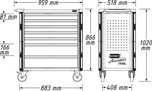 Werkstattwagen 179NXL-8/440 H1020xB518xT959mm 440 Werkz.Schubl.xH 7?x81,1x166mm-4