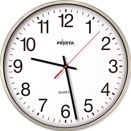 Peweta KG (GmbH + Co) Wanduhr Quarzuhr Ku.silber D.250mm 1,5V arabische Zahlen PEWETA 44.130.213-0