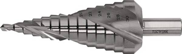 Stufenbohrer Bohrber.4-30mm HSS Spiralnut Z.2 Stufen 14 TECWERK