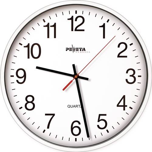 Wanduhr Quarzuhr Ku.weiß D.250mm 1,5V arabische Zahlen PEWETA-0