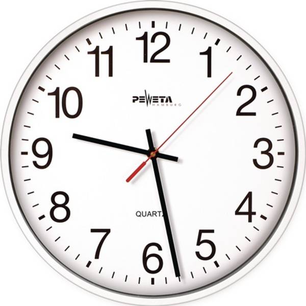 Wanduhr Quarzuhr Ku.weiß D.250mm 1,5V arabische Zahlen PEWETA