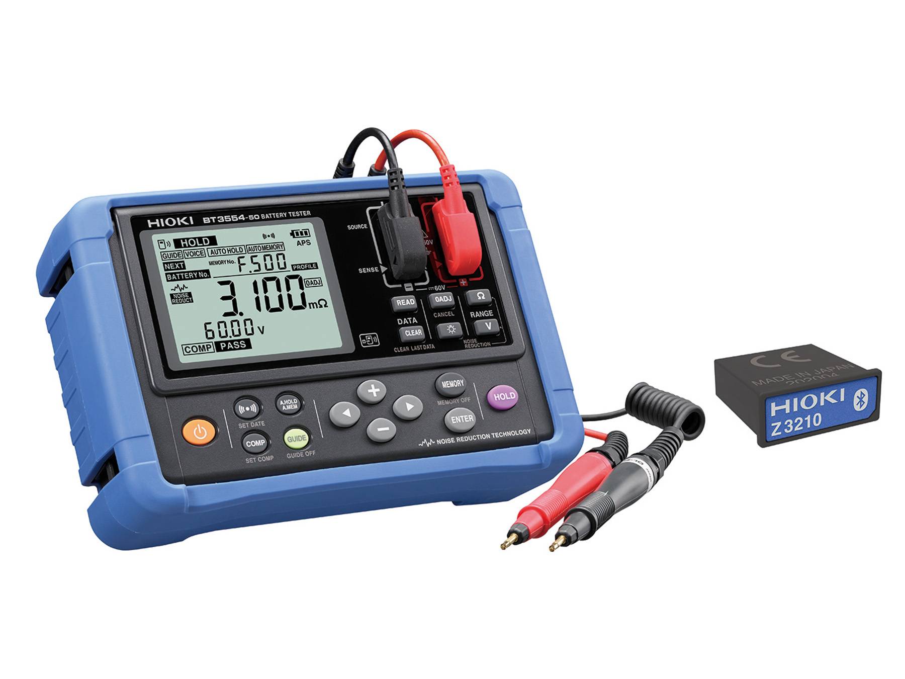Hioki BT3554-91 - Tragbarer Batterietester, 9465-10 Prüfkabel und Z3210-0
