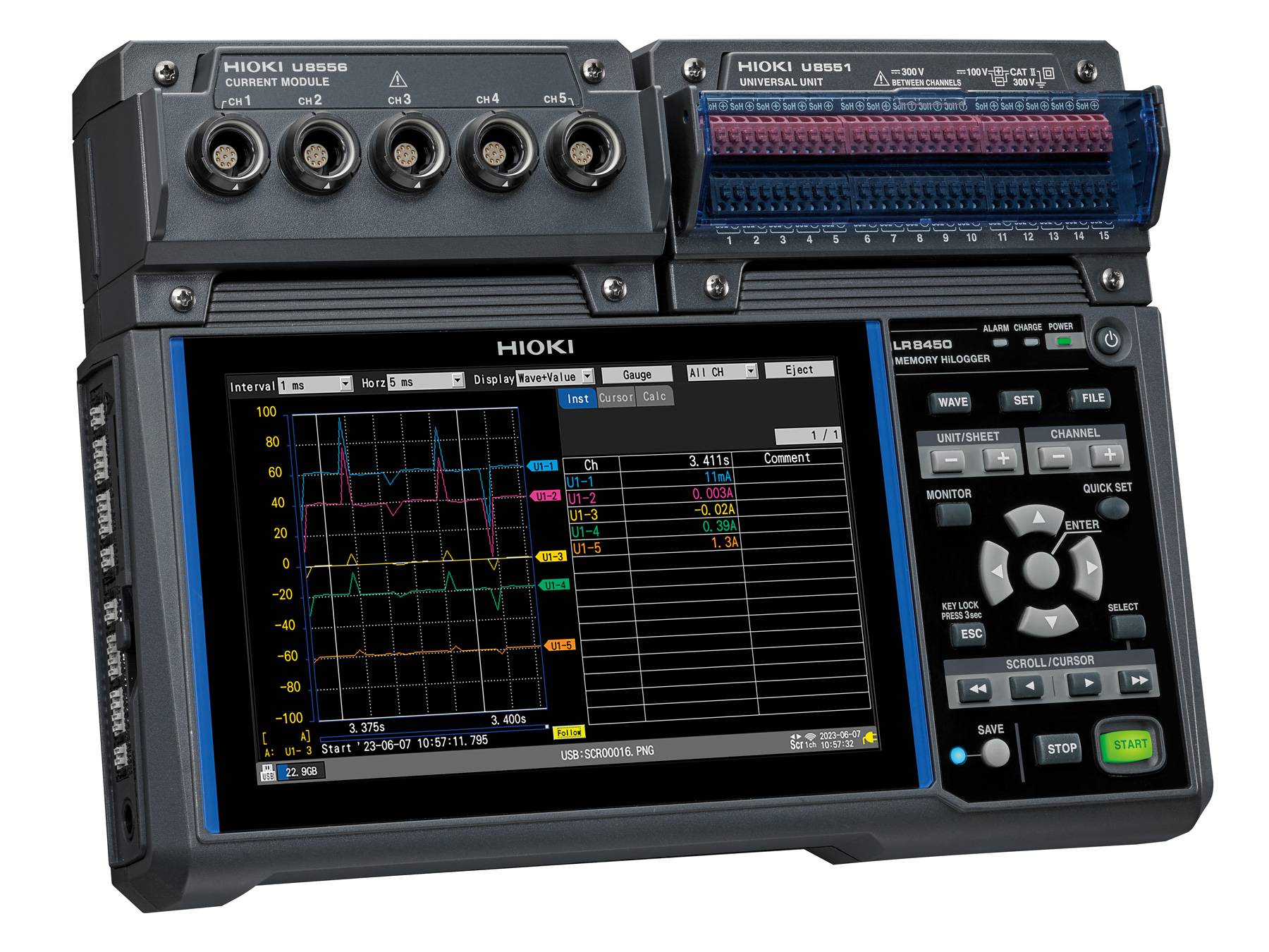Hioki U8556 - 5-Kanal Loggermodul für Stromsensoren, 1 ms-2