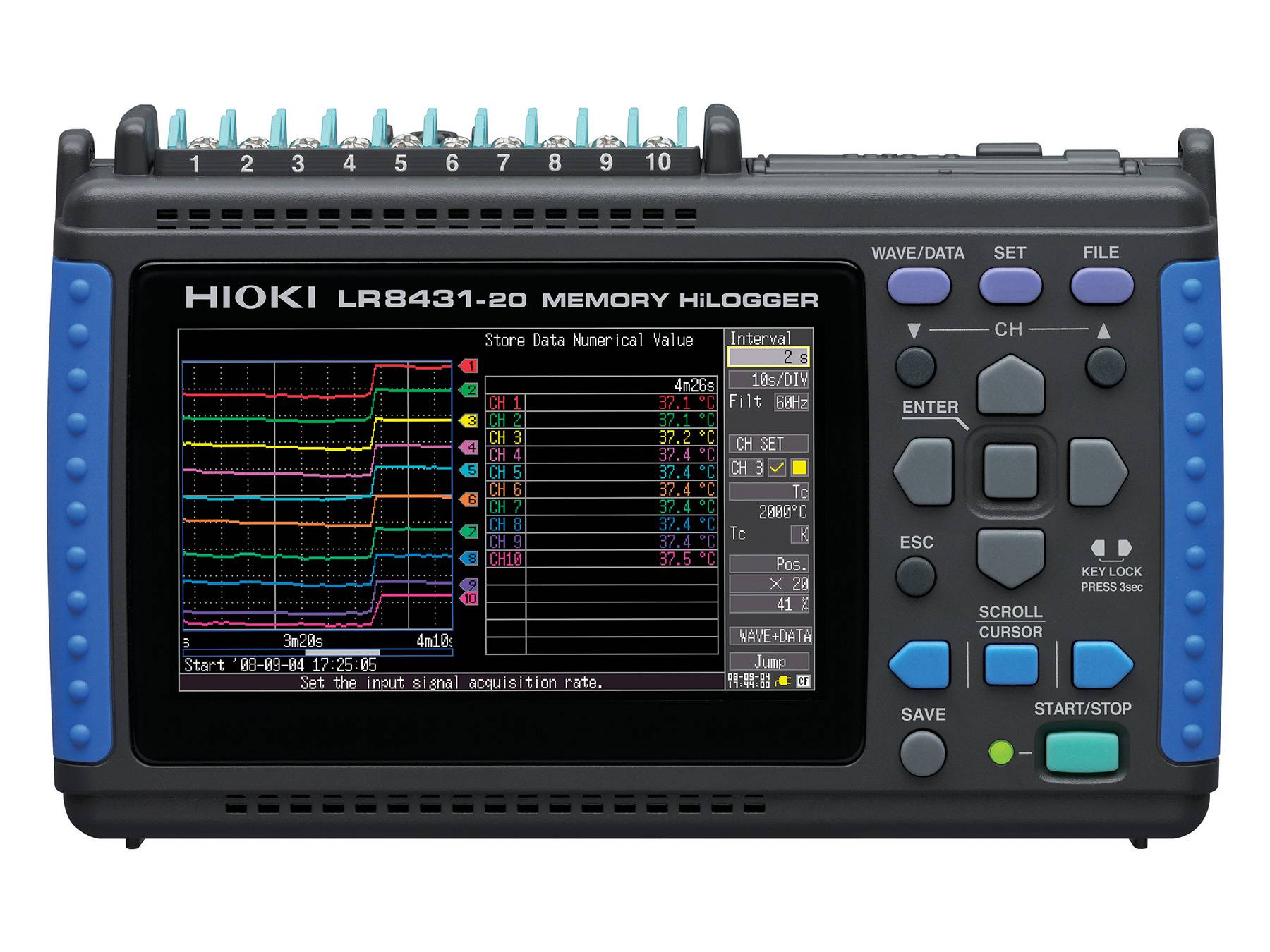 Hioki LR8431-20- Tragbarer 10-Kanal-Datenlogger für Spannungs-, Temperatur- und Impulserfassung-2