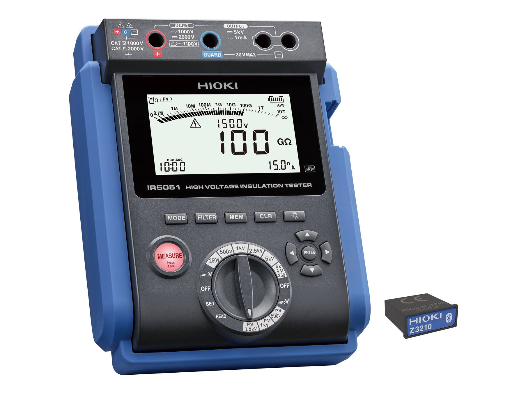 Hioki IR5051-90 - Portabler Hochspannungs-Isolationstester für PV-Systeme mit Z3210-0
