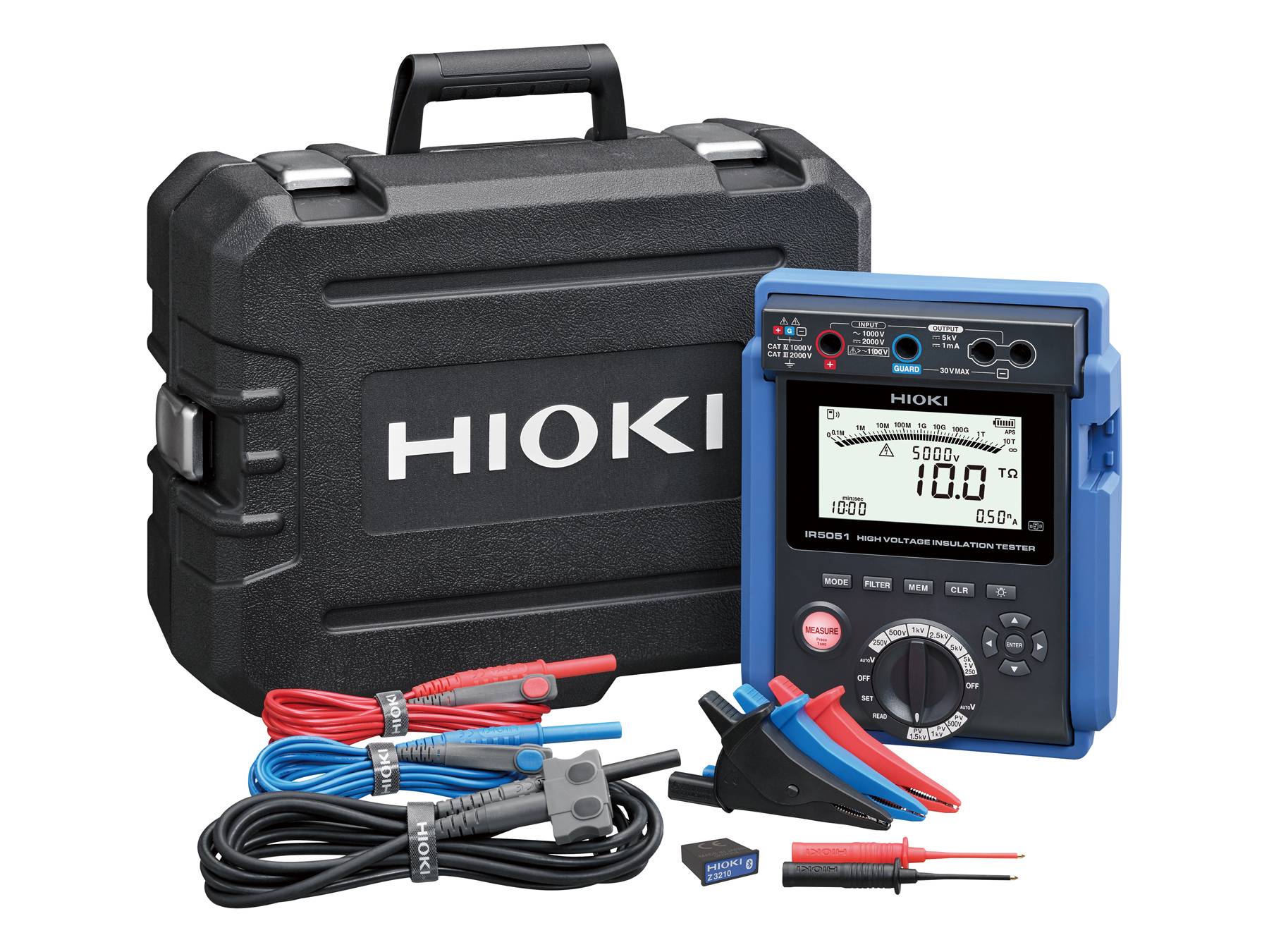 Hioki IR5051-90 - Portabler Hochspannungs-Isolationstester für PV-Systeme mit Z3210-2