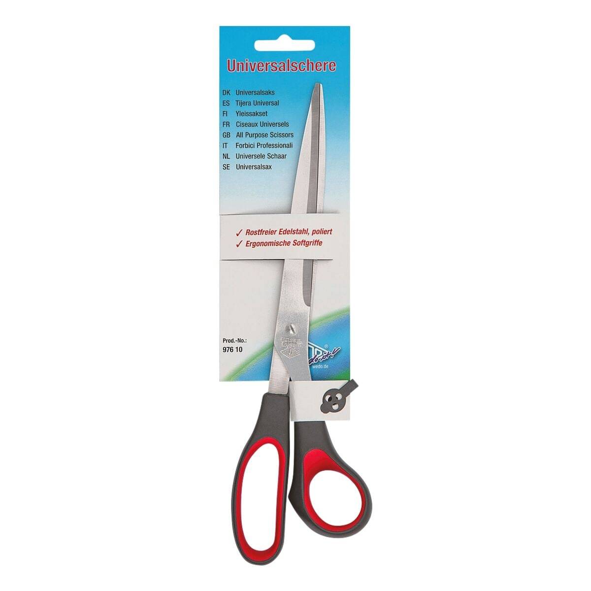 Schere 25,5cm Edelstahl Softgriff schwarz/rot-2