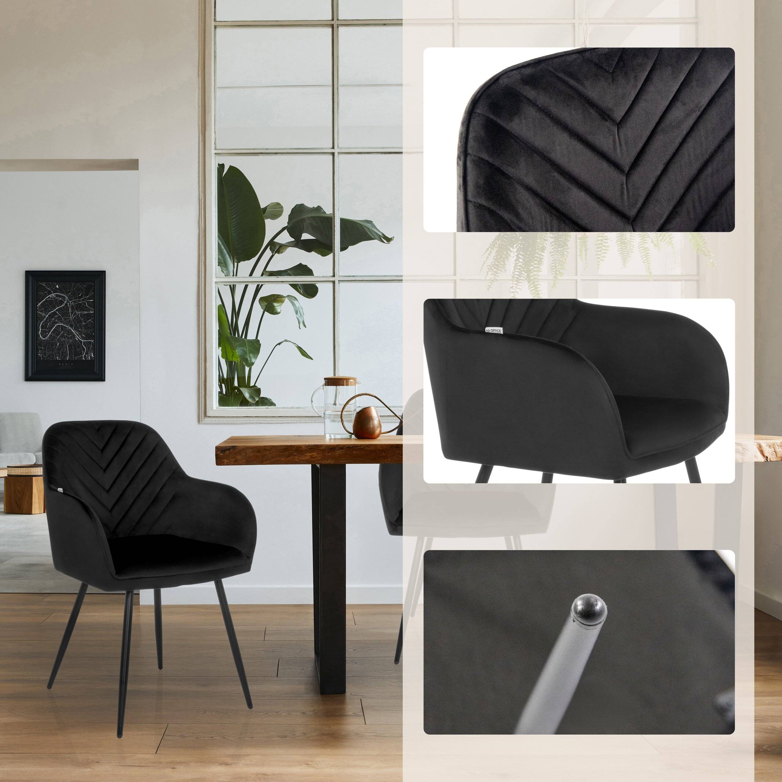Dining Stuhl Schalenstuhl CHARVELLE Stoff schwarz hjh LIVING-2