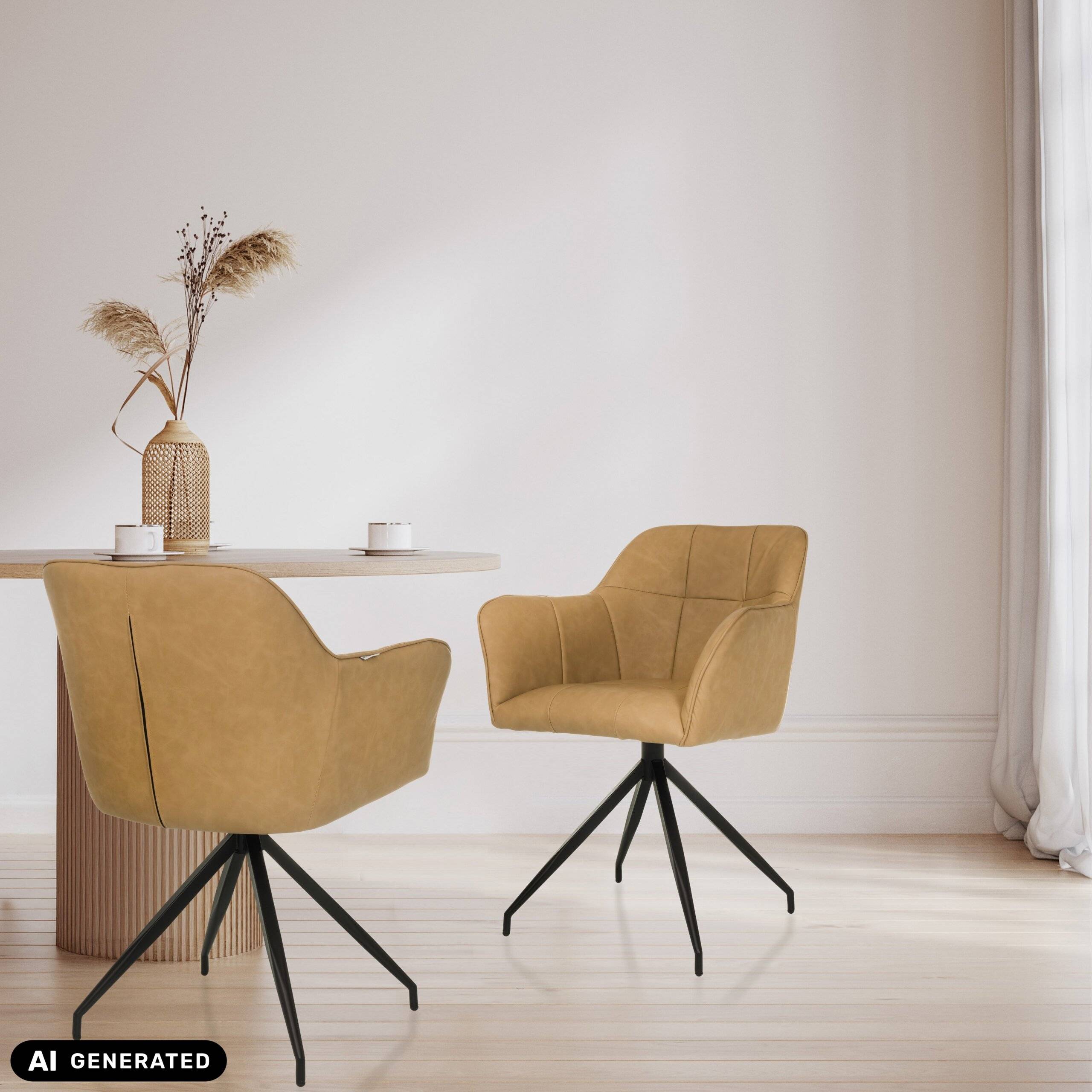 Dining Stuhl Polsterstuhl ELVERUM SPU Kunstleder cognac hjh LIVING-2