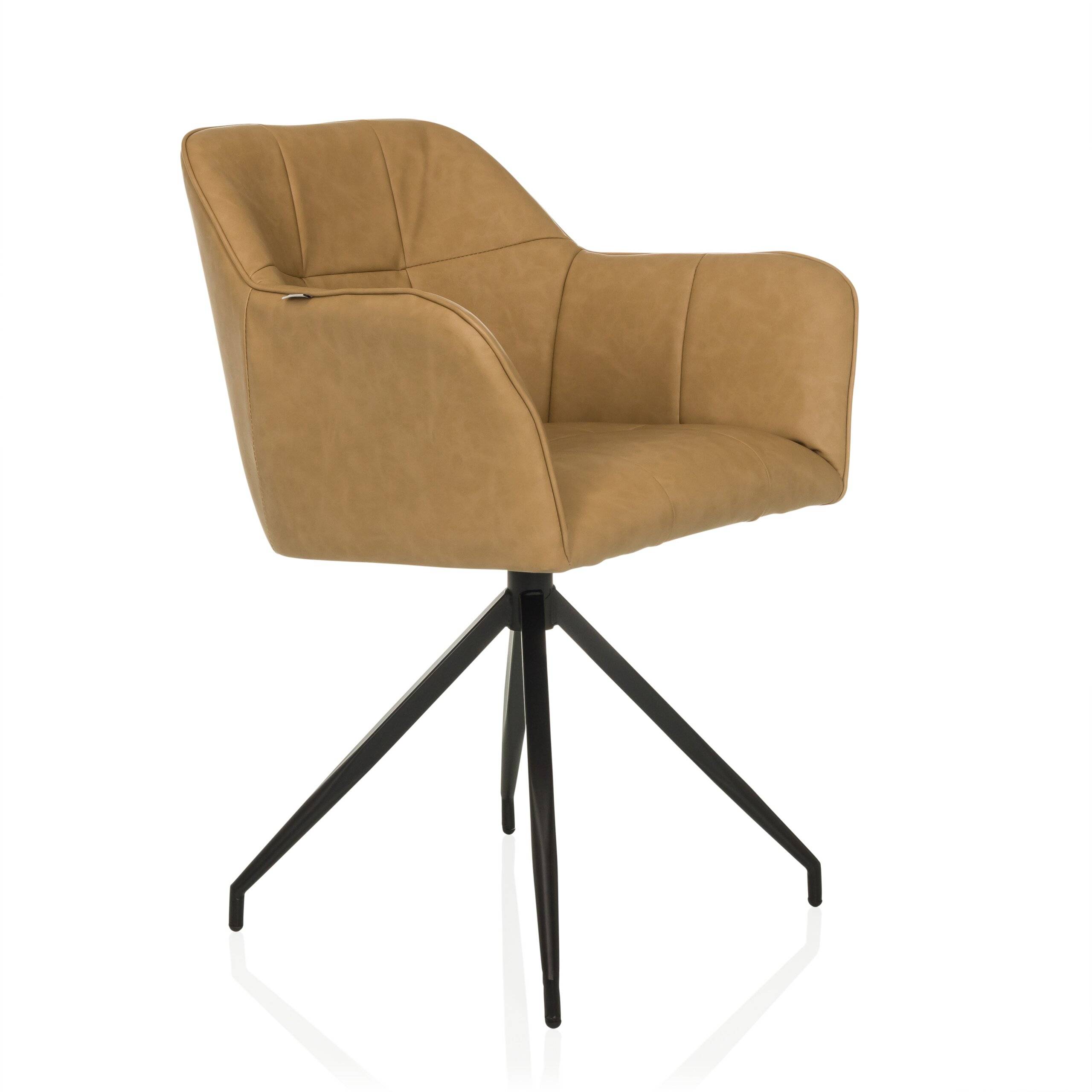 Dining Stuhl Polsterstuhl ELVERUM SPU Kunstleder cognac hjh LIVING-4