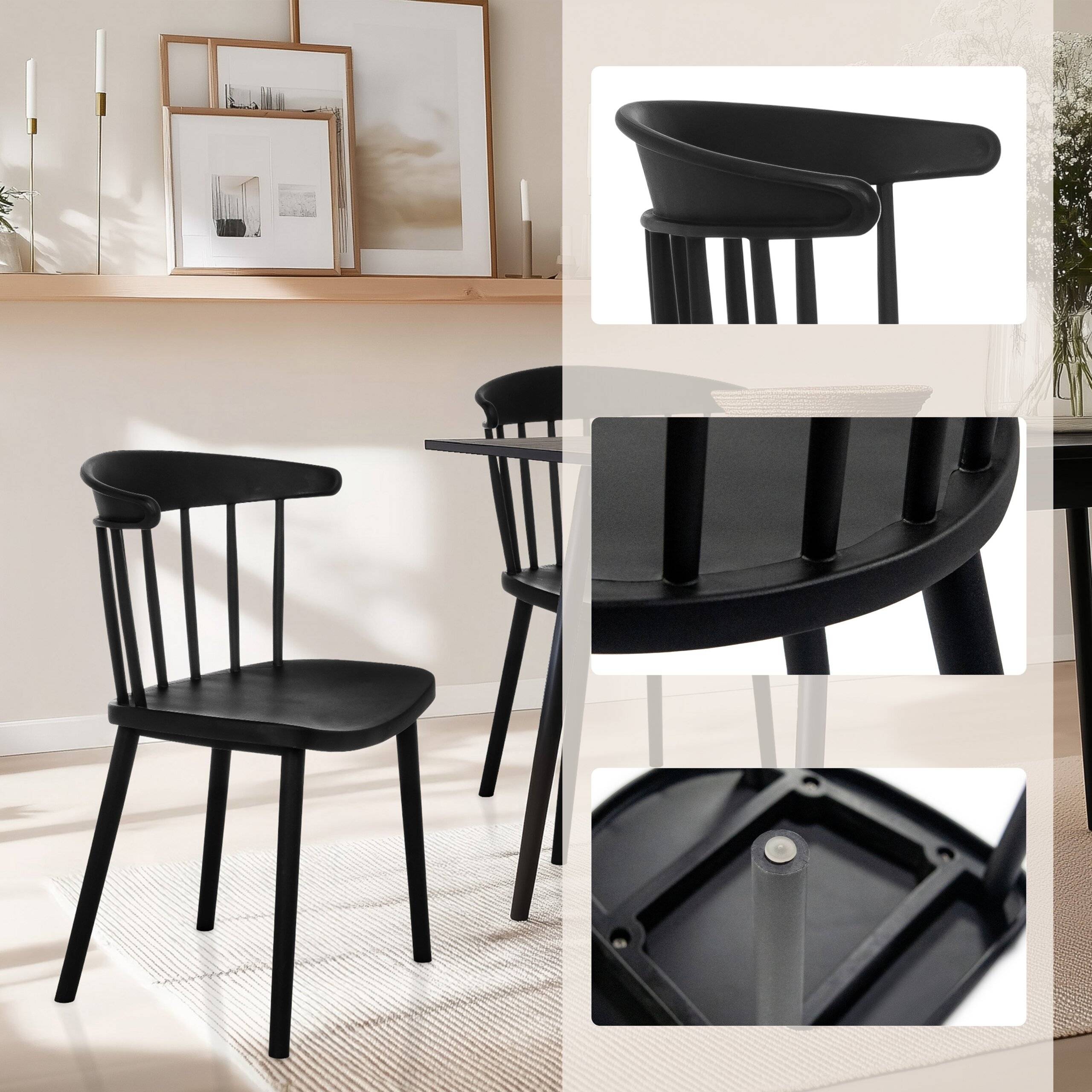 Dining Stuhl Besucherstuhl ARTIFO RIB Kunststoff schwarz hjh LIVING-2