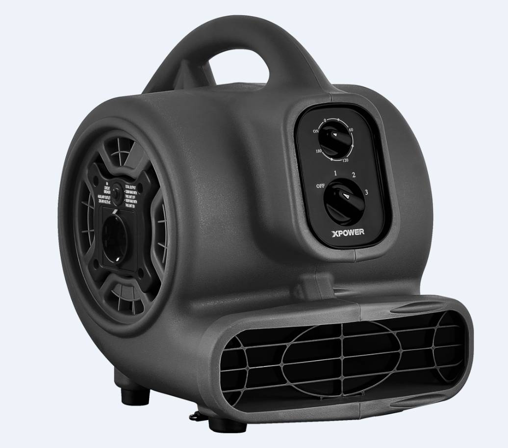 XPOWER P-80A MINI-ZENTRIFUGAL-LUFTBEWEGER MIT 3 GESCHWINDIGKEITEN UND STECKDOSEN-0
