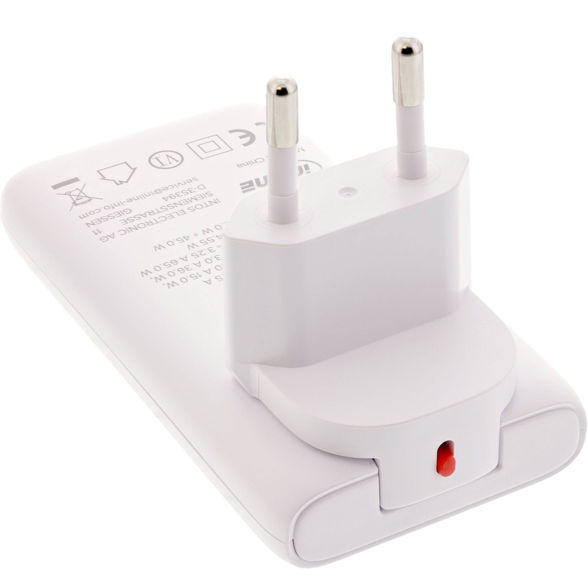 InLine® USB Reise-Netzteil Ladegerät, Dual USB-C, PD, PPS, 65W, flach, weiß-2