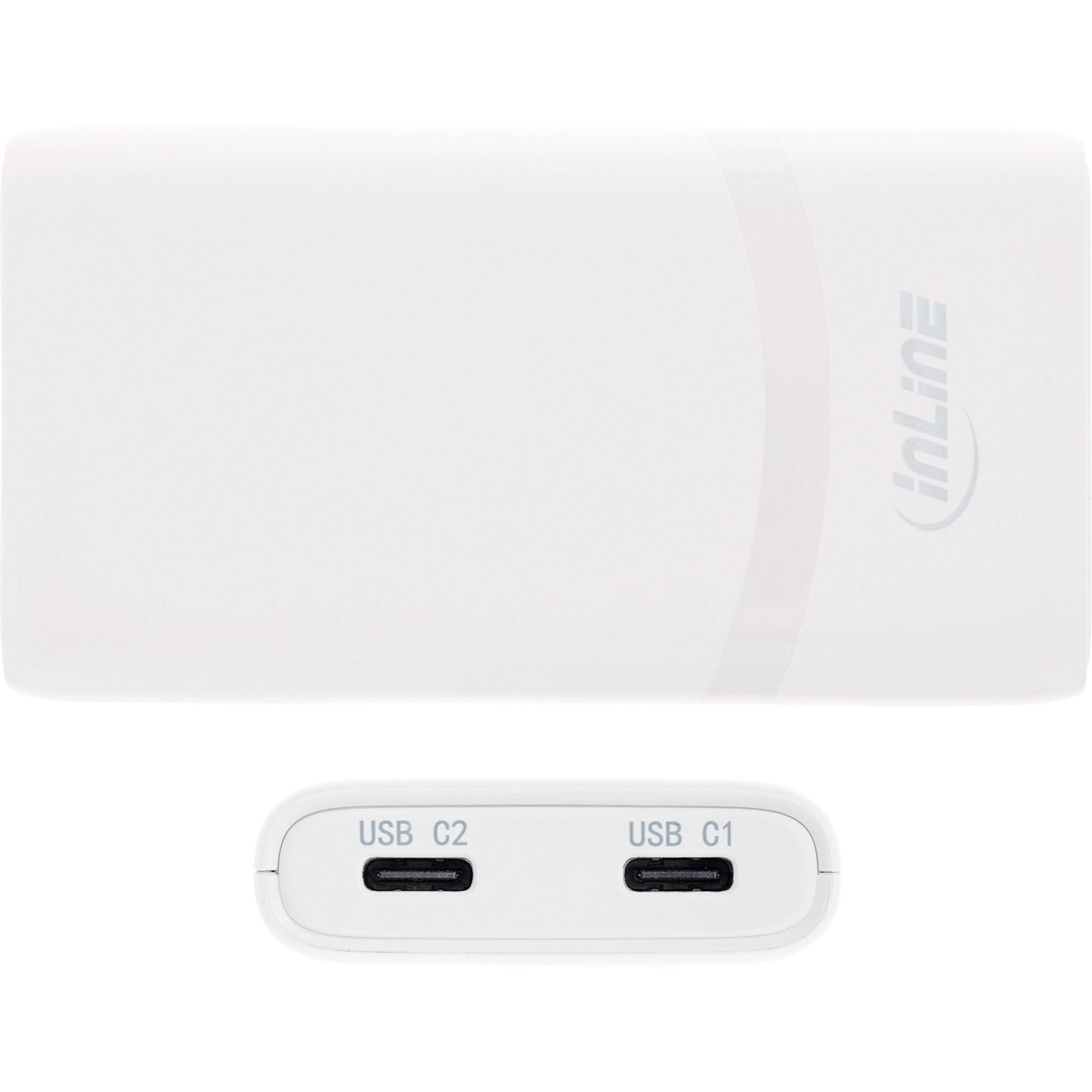 InLine® USB Reise-Netzteil Ladegerät, Dual USB-C, PD, PPS, 65W, flach, weiß-3