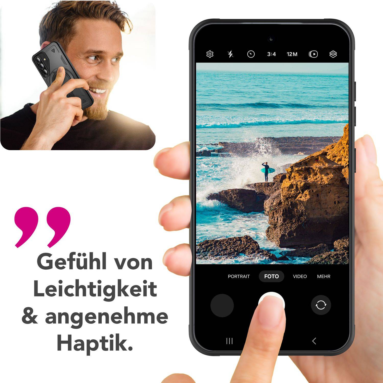 NALIA Handyhülle „Stormguard“ für Samsung Galaxy A36 – Hülle für MagSafe, mit Ring 360° Drehbar, Robust Vulkanschwarz-1