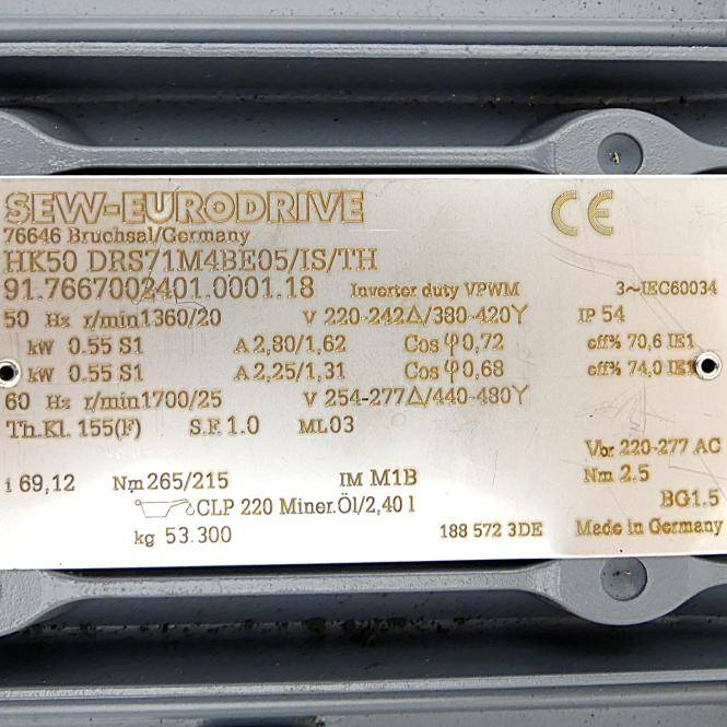 SEW-Eurodrive Getriebemotor HK50 DRS71M4BE05/IS/TH (91.7667002401.0001.18)-1