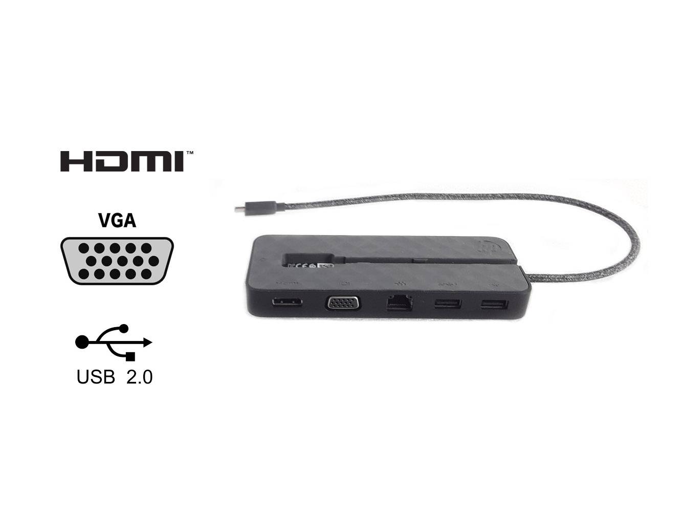 HP USB-C Mini Dock HSA-Q001PR HDMI VGA RJ-45 Port Replikator-0