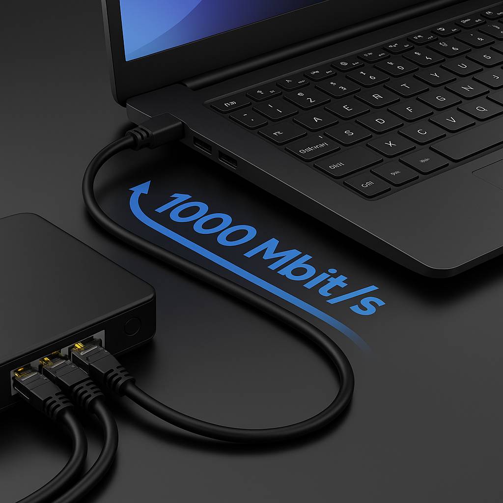 CAT6 Netzwerkkabel 2m rund – RJ45 FTP Patchkabel für DSL, LAN, Router, Switch, Modem, Patchpanel – 1 Gbit/s-1