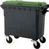 Müllcontainer aus Kunststoff DIN EN 840 Volumen 660 l BxHxT 1360 x 1235 x 765 mm anthrazit/grün. SSI Schäfer