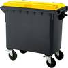 Müllcontainer aus Kunststoff DIN EN 840 Volumen 660 l BxHxT 1360 x 1235 x 765 mm anthrazit/gelb. SSI Schäfer